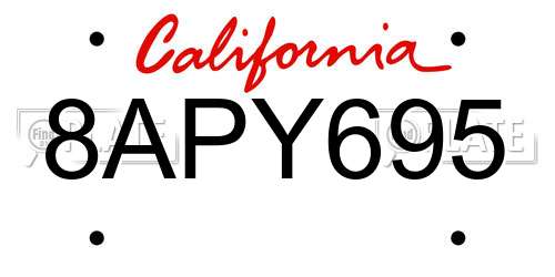 8APY695 California License Plate