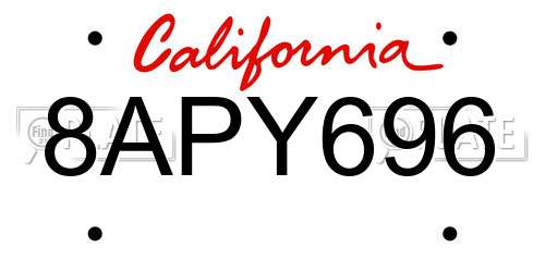 8APY696 California License Plate
