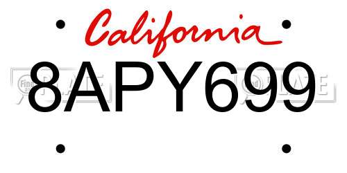 8APY699 California License Plate