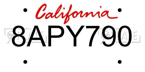 8APY790 California License Plate