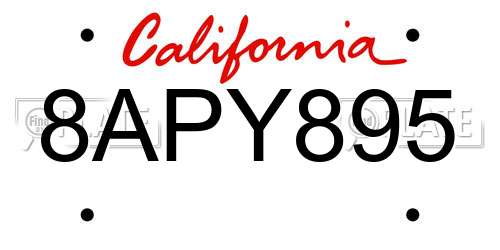 8APY895 California License Plate