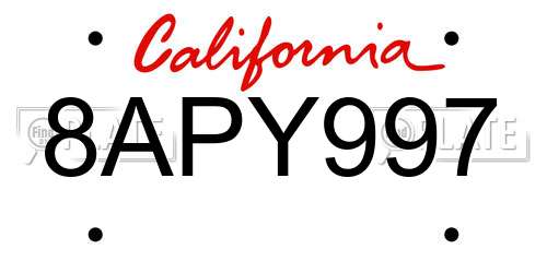 8APY997 California License Plate