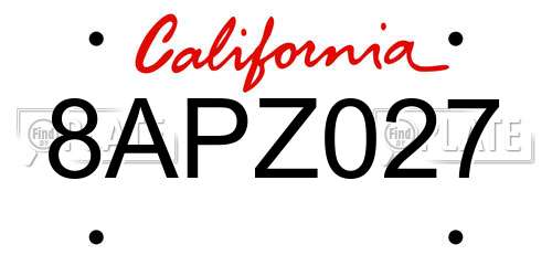 8APZ027 California License Plate