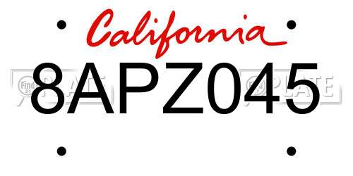 8APZ045 California License Plate