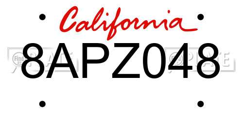 8APZ048 California License Plate