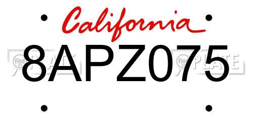 8APZ075 California License Plate