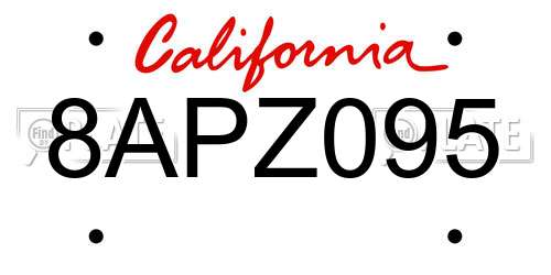8APZ095 California License Plate