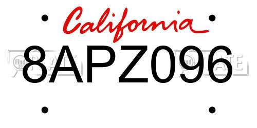 8APZ096 California License Plate