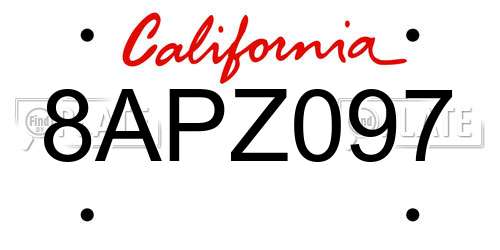 8APZ097 California License Plate