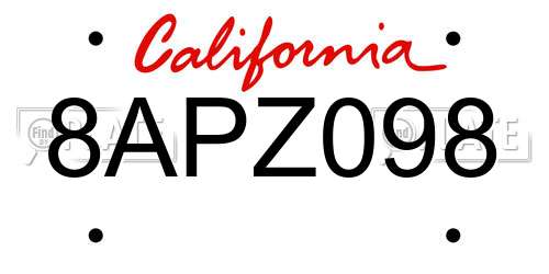 8APZ098 California License Plate
