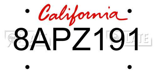 8APZ191 California License Plate