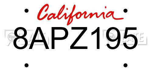 8APZ195 California License Plate