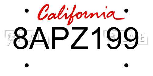 8APZ199 California License Plate