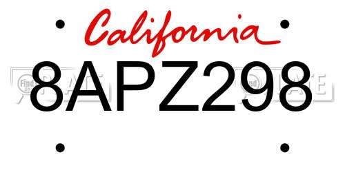 8APZ298 California License Plate