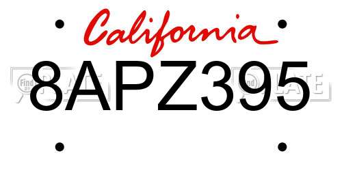 8APZ395 California License Plate