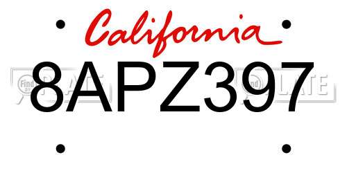 8APZ397 California License Plate