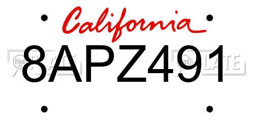 8APZ491 California License Plate