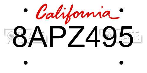 8APZ495 California License Plate