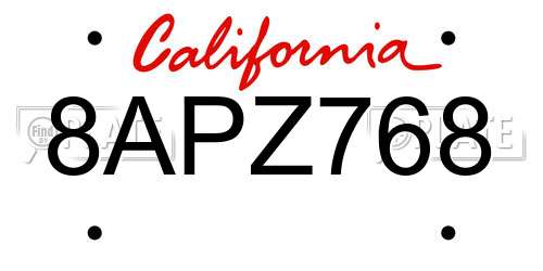 8APZ768 California License Plate