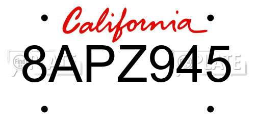 8APZ945 California License Plate