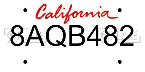 8AQB482 California License Plate
