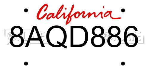 8AQD886 California License Plate