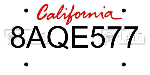 8AQE577 California License Plate