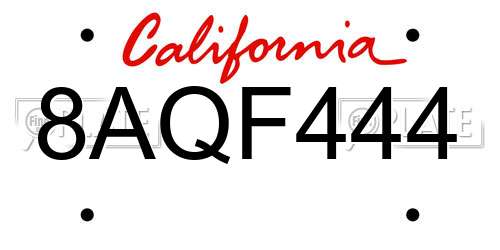 8AQF444 California License Plate