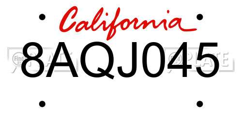8AQJ045 California License Plate