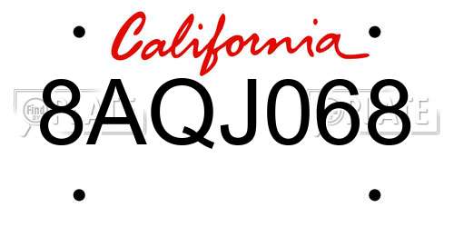 8AQJ068 California License Plate