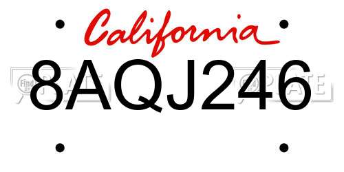 8AQJ246 California License Plate