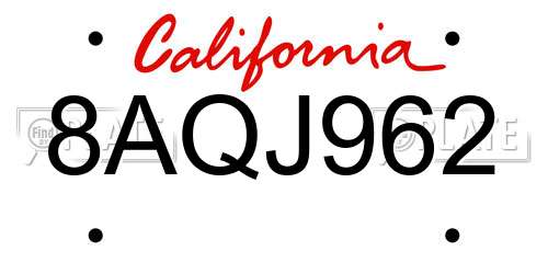8AQJ962 California License Plate