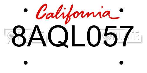 8AQL057 California License Plate