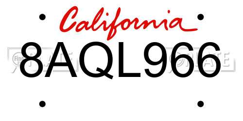 8AQL966 California License Plate