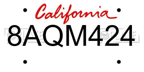 8AQM424 California License Plate