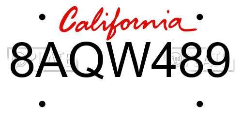 8AQW489 California License Plate
