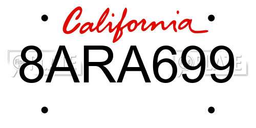 8ARA699 California License Plate
