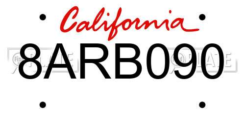 8ARB090 California License Plate