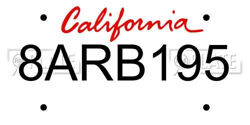 8ARB195 California License Plate