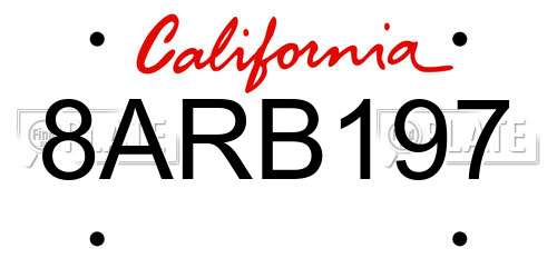 8ARB197 California License Plate