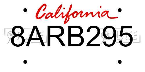 8ARB295 California License Plate