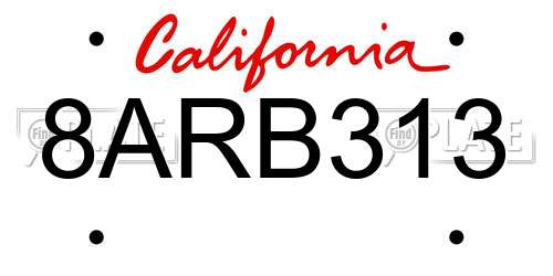 8ARB313 California License Plate
