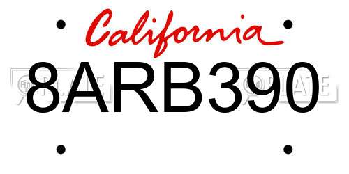 8ARB390 California License Plate