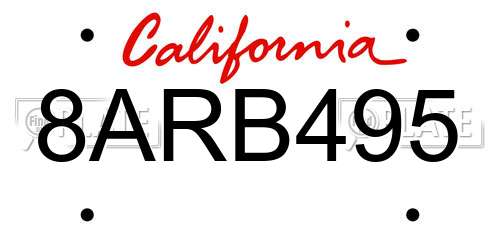 8ARB495 California License Plate