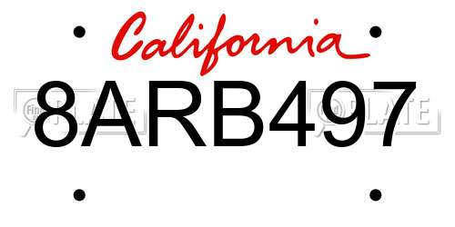 8ARB497 California License Plate