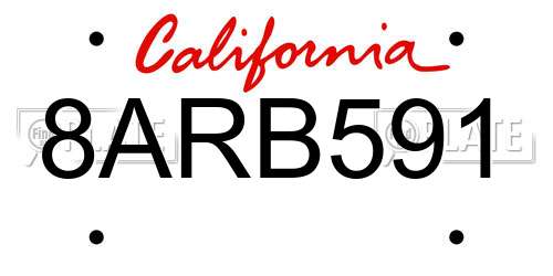 8ARB591 California License Plate
