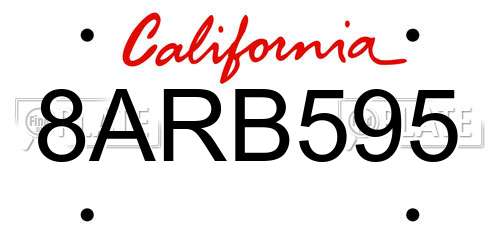 8ARB595 California License Plate