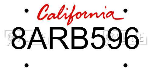 8ARB596 California License Plate