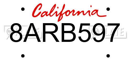 8ARB597 California License Plate