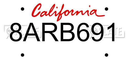 8ARB691 California License Plate